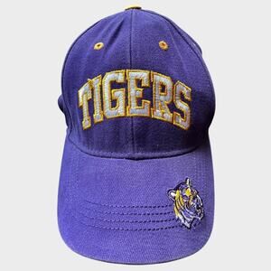 Captivating Headgear Purple Tigers Silver Series Cotton Hook and Loop Adj Hat